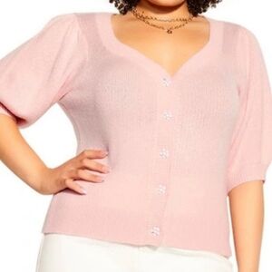 City Chic Soft Isabella Crystal Pink Knit Cardigan